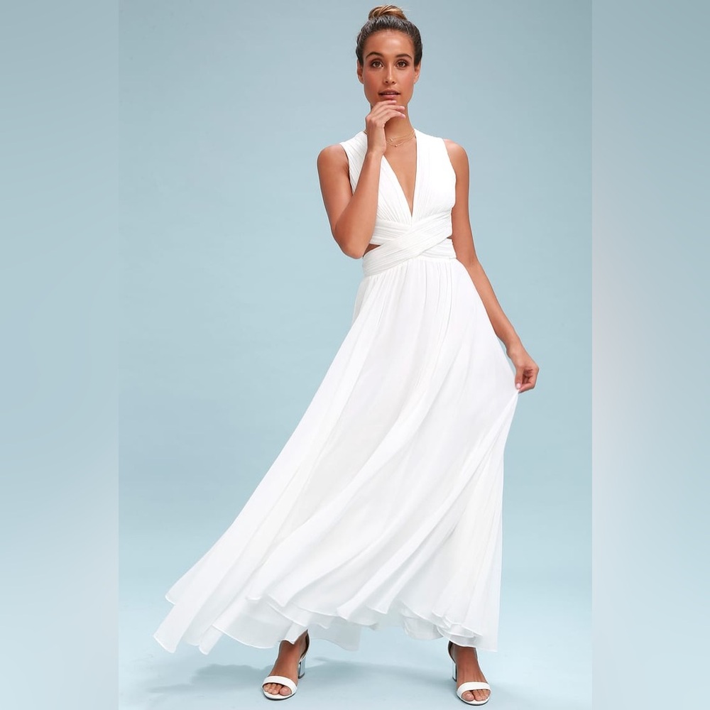Lulus Vivid Imagination White Cutout Maxi Dress Medium Floor Length Evening